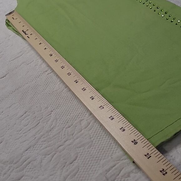 Destiny Jeans sz 11/12 chartreuse green sequined cropped jeans - Picture 6 of 10